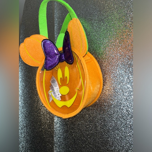 Disney Store Minnie Mouse Trick Or Treat Bag Halloween Clear Orange - Picture 2 of 8